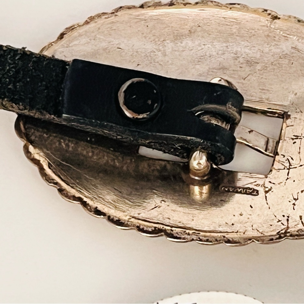 Southwest Slide Black Silver Concho 2"H x 3"W Belt Adjustable Leather S 30" - Picture 11 of 14